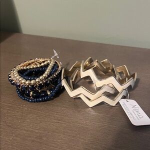 Bracelet Bundle! Gold and Blue Bracelet Set with chevron set